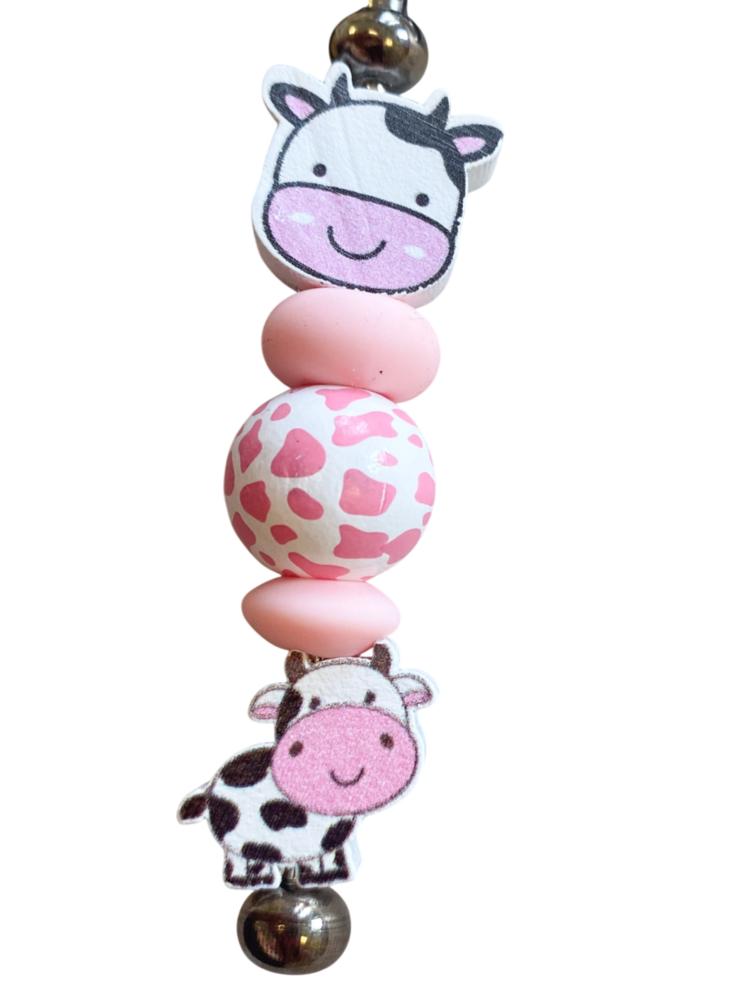 Schlüsselanhänger, kuh perlen Rosa
