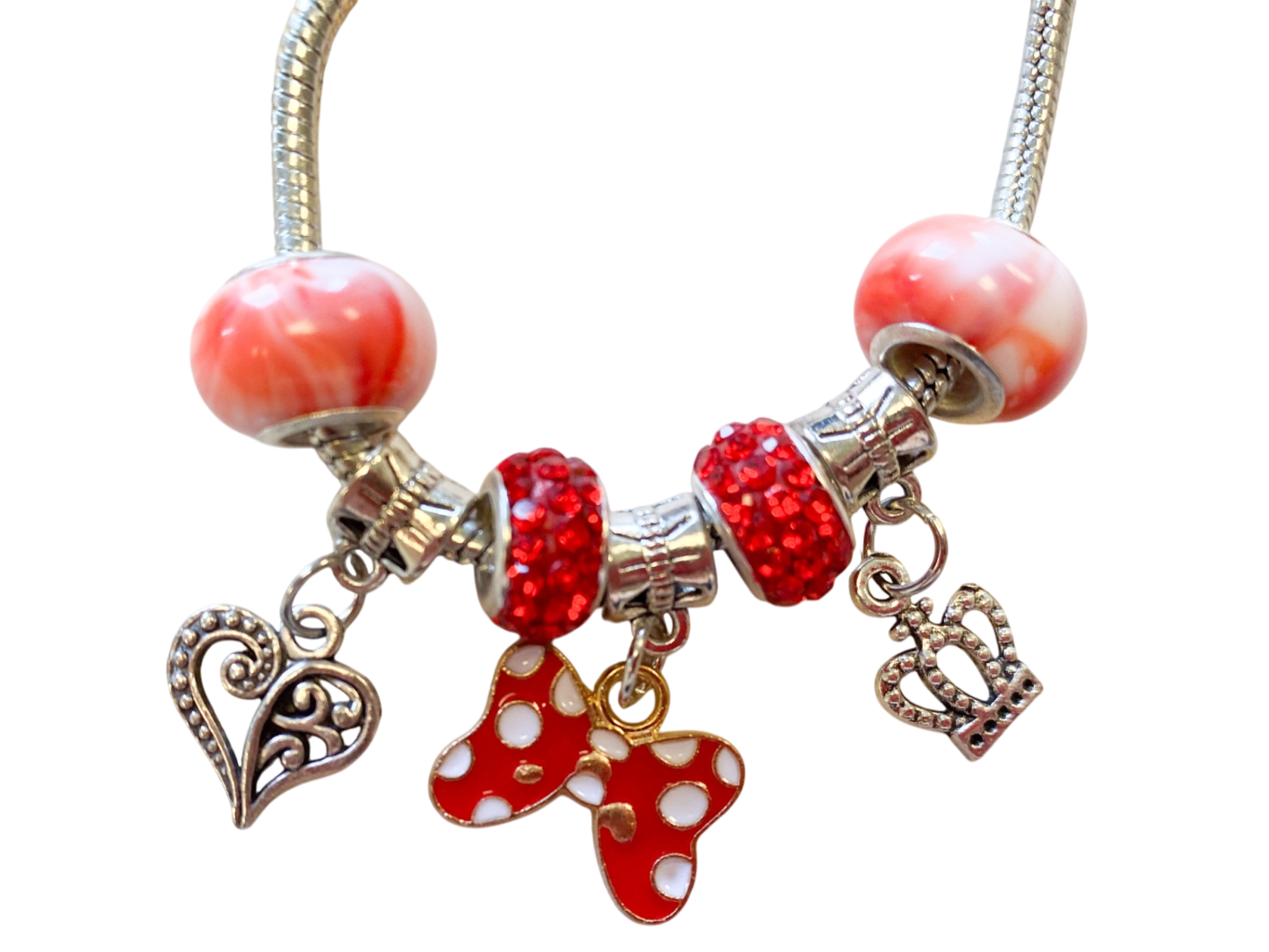 Modeschmuck, Armband Kinder Rote Glitzerperlen