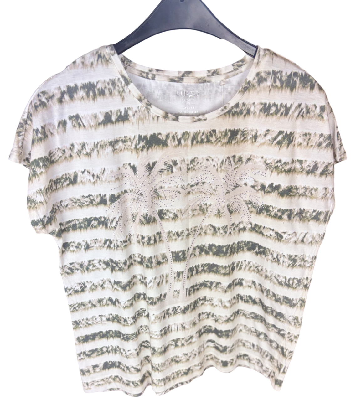 adagio Bekleidung, T-Shirt Beige/Braun Gestreift - 44,