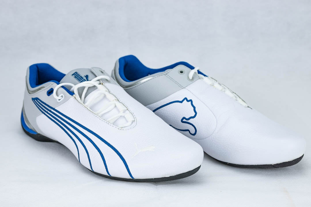 Puma Future Cat M2 Weiß-Grau-Schnorkel Blau - 42, Neu mit Etikett