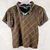 T-Shirt Braun, weiße Streifen - 104