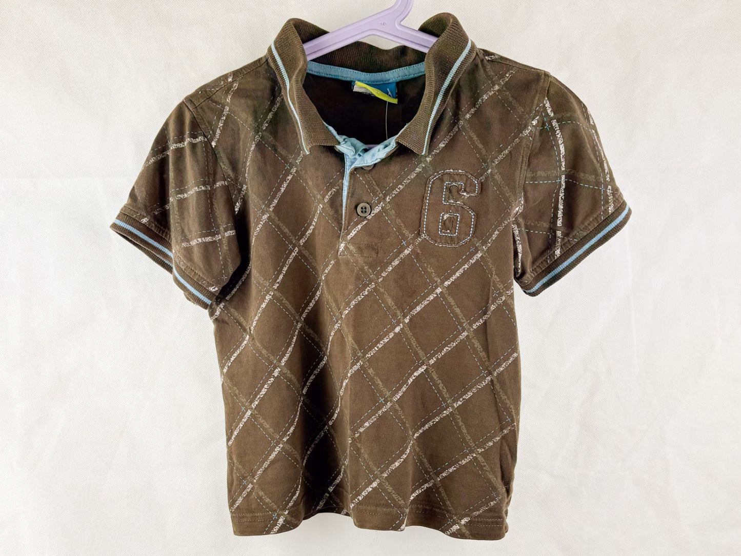 T-Shirt Braun, weiße Streifen - 104