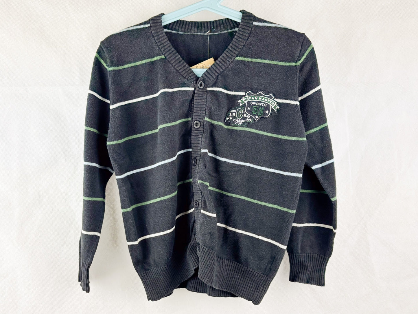 Pullover Blau mit Grün und Weißen Streifen - 116