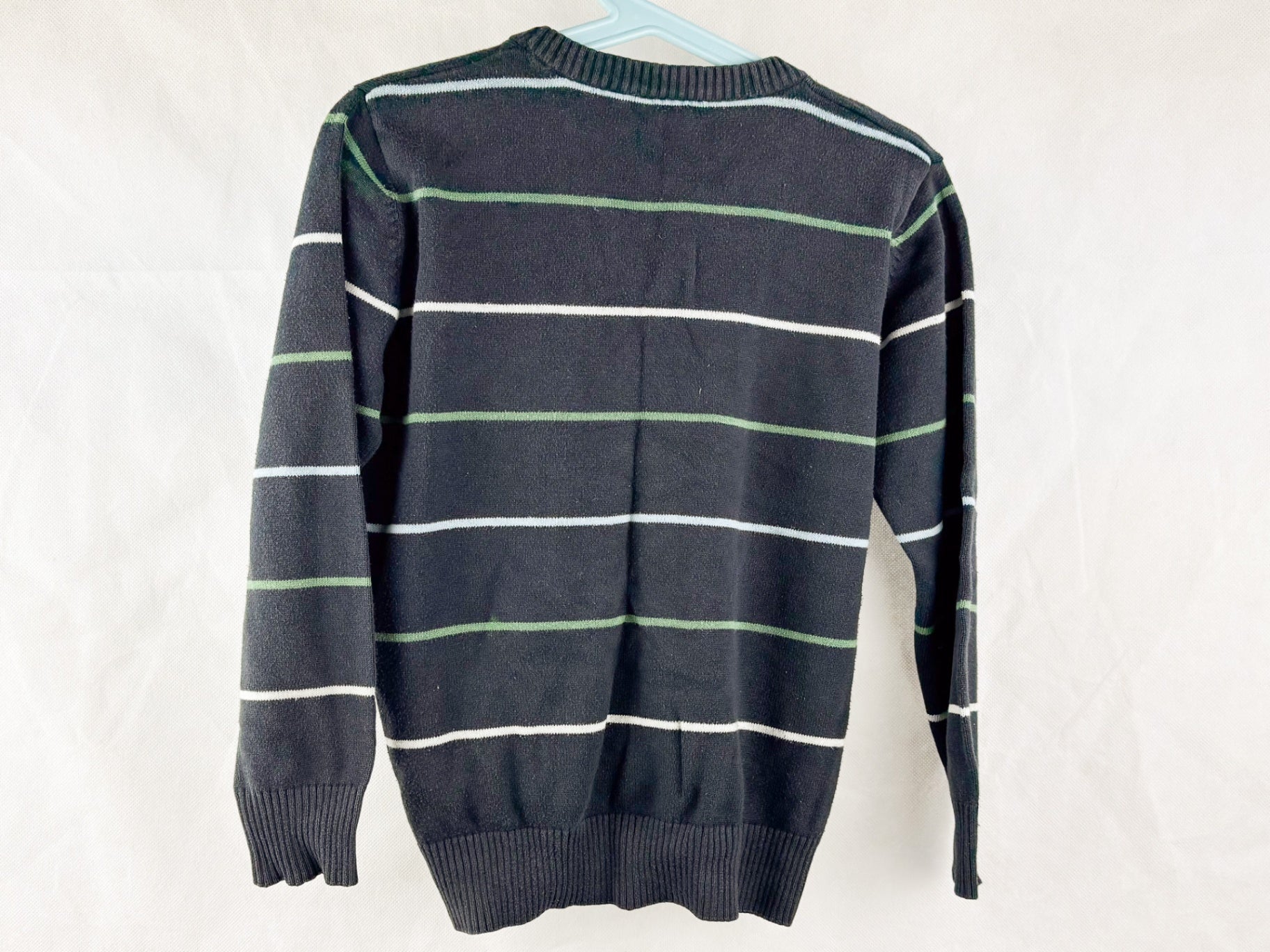 Pullover Blau mit Grün und Weißen Streifen - 116