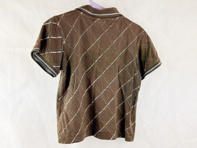 T-Shirt Braun, weiße Streifen - 104