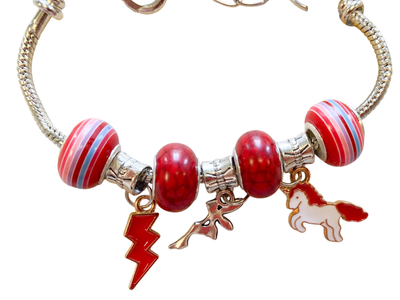 Modeschmuck, Armband Kinder Rot,Blau,Lila gestreift/Rot meliert