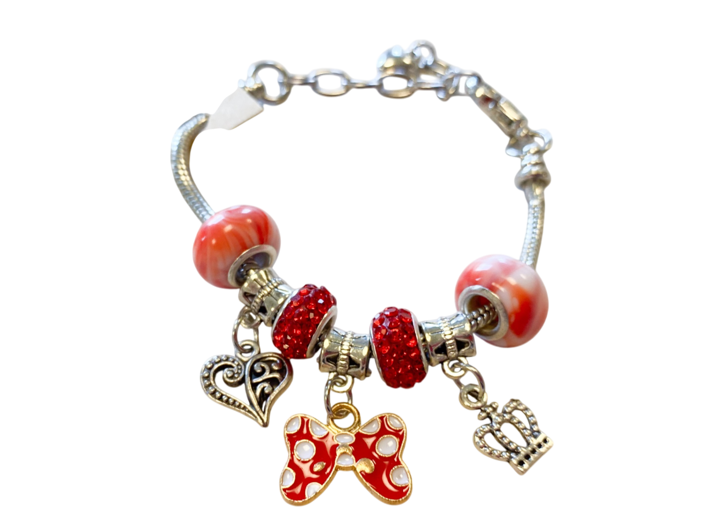 Modeschmuck, Armband Kinder Rote Glitzerperlen