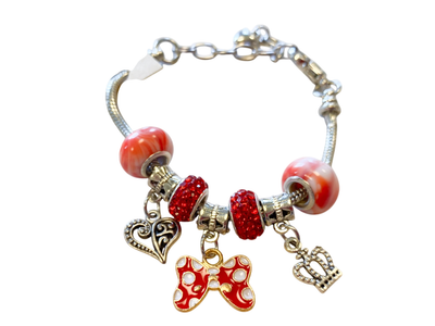 Modeschmuck, Armband Kinder Rote Glitzerperlen