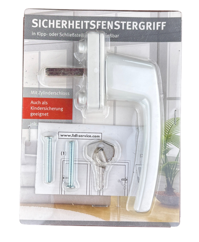 Sicherheitsfenstergriff, Weiß, Abschließbar, Original verpackt
