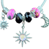 Armband Rosa/Schwarz Sonne und Mond