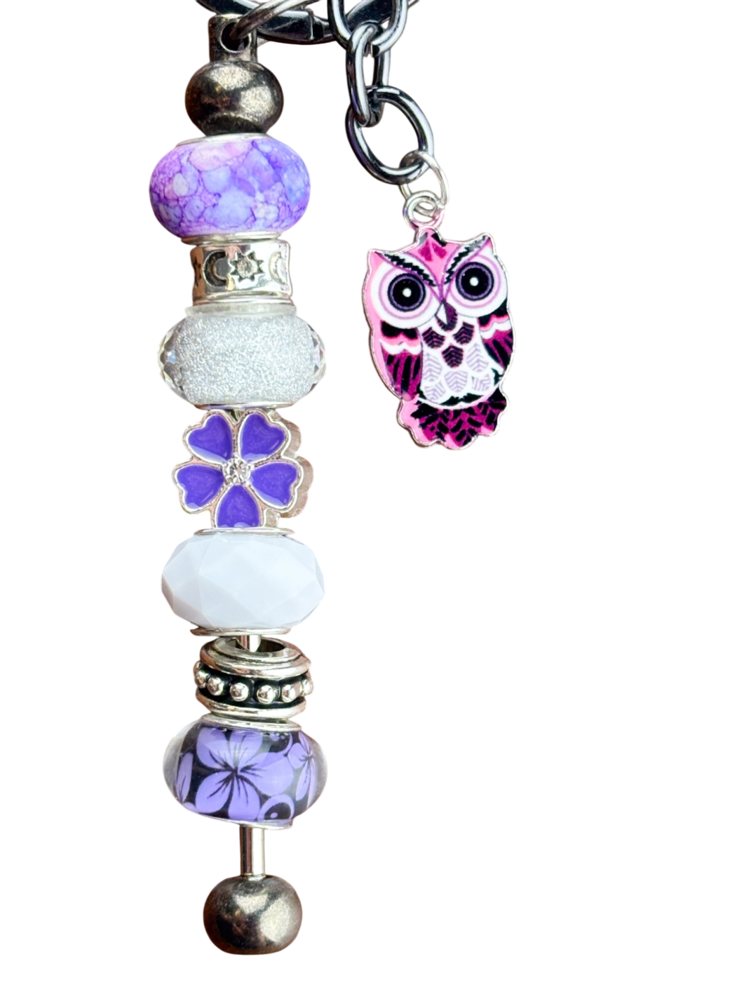 Schlüsselanhänger, Eule Lila/ Rosa