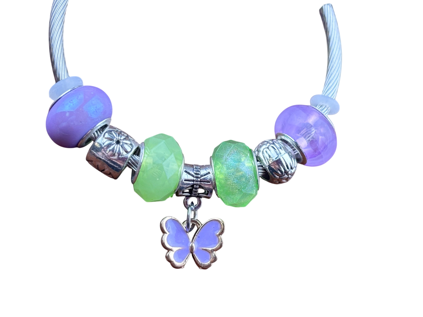 Armband Lila/Grün/ Lila Schmetterling