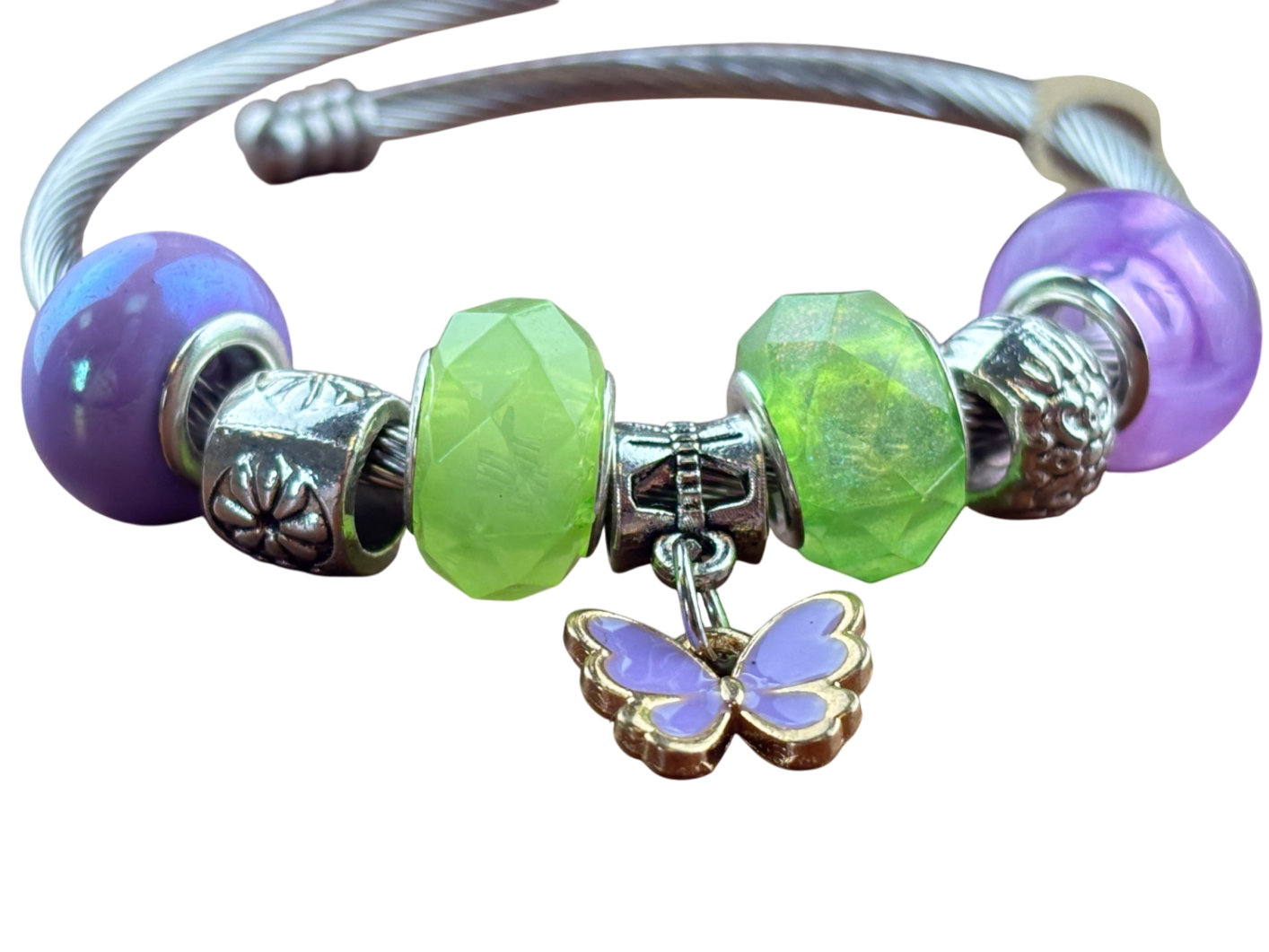 Armband Lila/Grün/ Lila Schmetterling