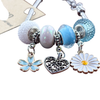 Armband Blau/Weiß Blume Weiß und Blau Herz