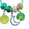 Armband Grün/Orange Blume Gelb/ Grüne Blume Halbmond