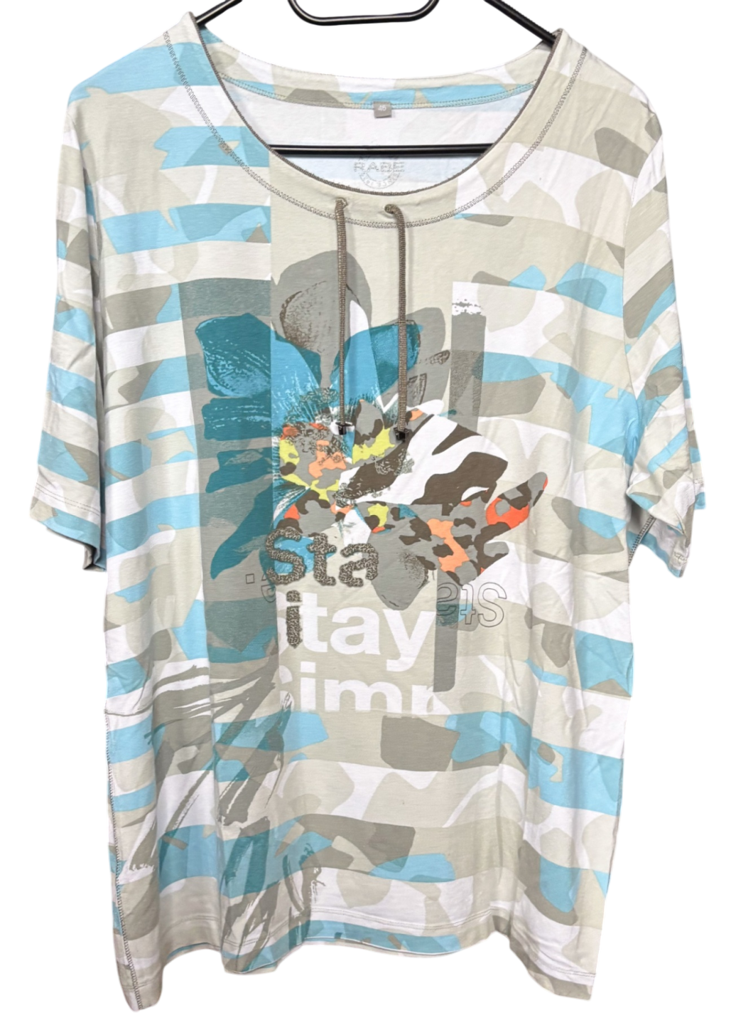 Rabe T-Shirt Hellgrau, Blau, Weiß, Schwarz, Orange 