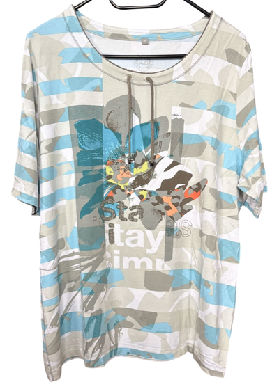 Rabe T-Shirt Hellgrau, Blau, Weiß, Schwarz, Orange 