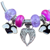 Armband Pink/ Lila/ Herz schwarz Flügel