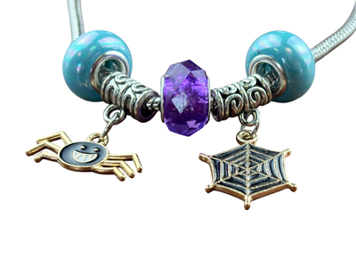 Armband Blau/Lila Spinne und Spinnen netz