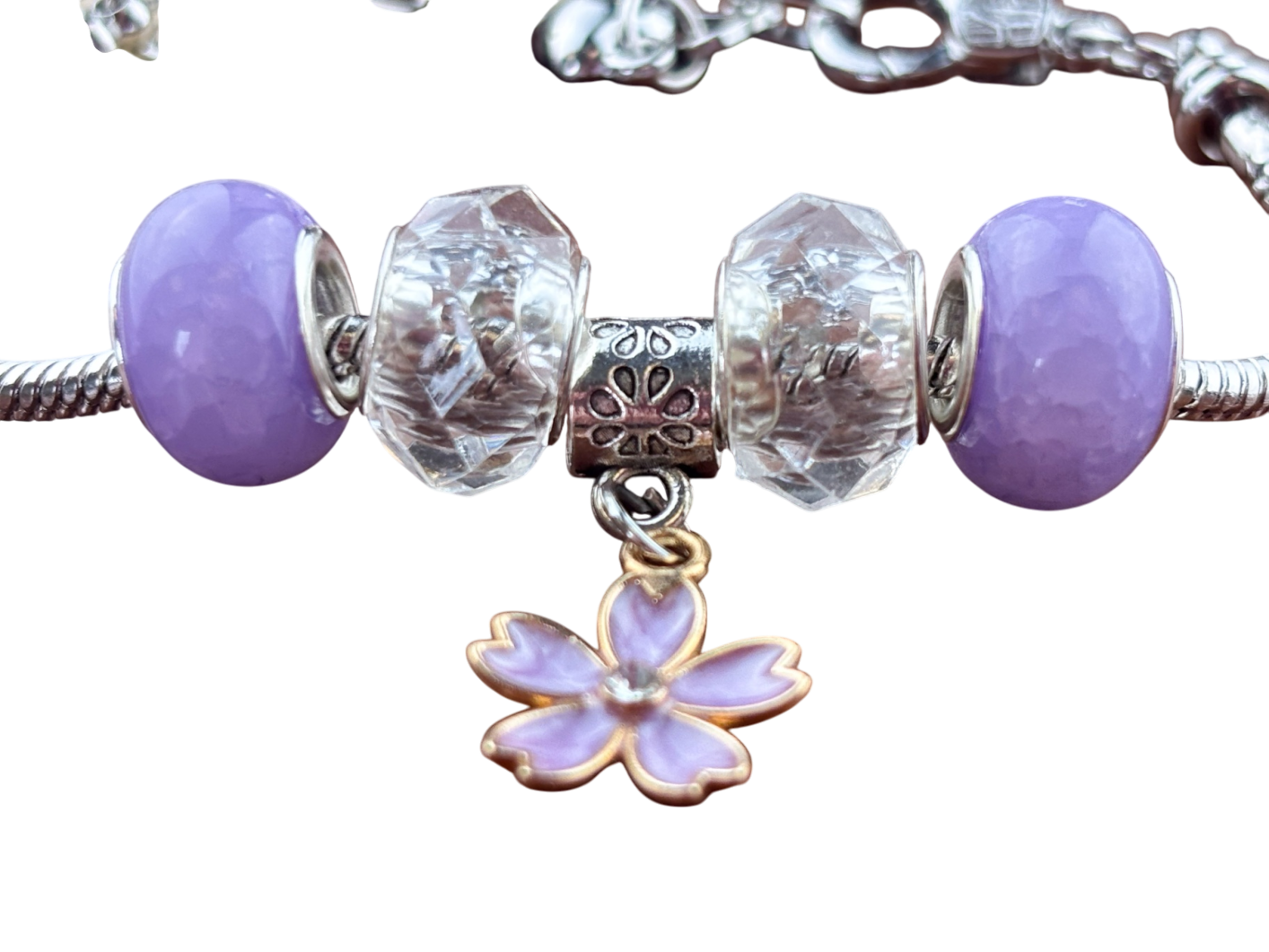 Modeschmuck, Armband Lila/Weiß Blume Lila - ,