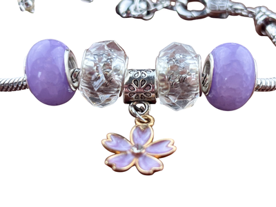 Modeschmuck, Armband Lila/Weiß Blume Lila - ,
