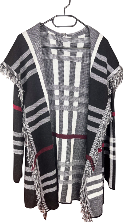 Bekleidung, Strickjacke Schwarz/ Rot/ Weiß Kariert - , Sehr gut