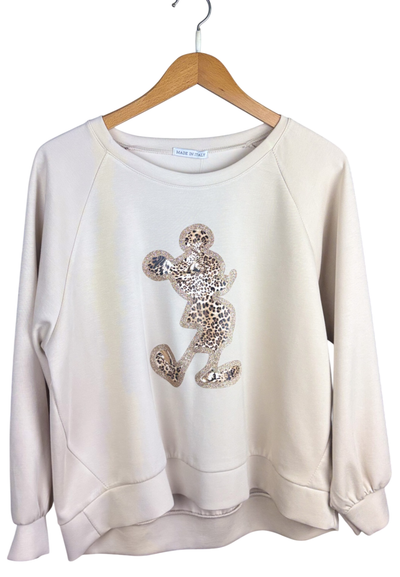 Bekleidung, Pullover Beige mit Micky Mous - ,