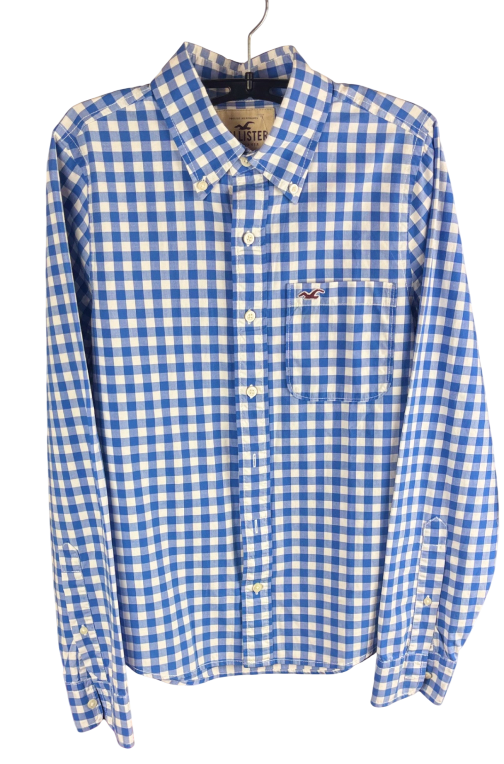 Hollister Bekleidung, Hemd Blau/Weiß Kariert - M,