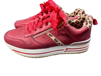 cats Schuhe Sneaker Rot mit leo Rand - 38,