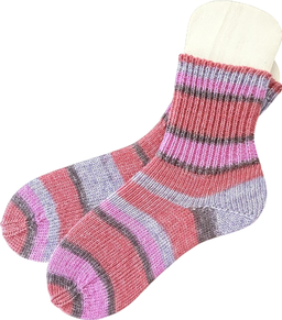 Handmade Socken Pink, Grau, Lachs - 38, Neu