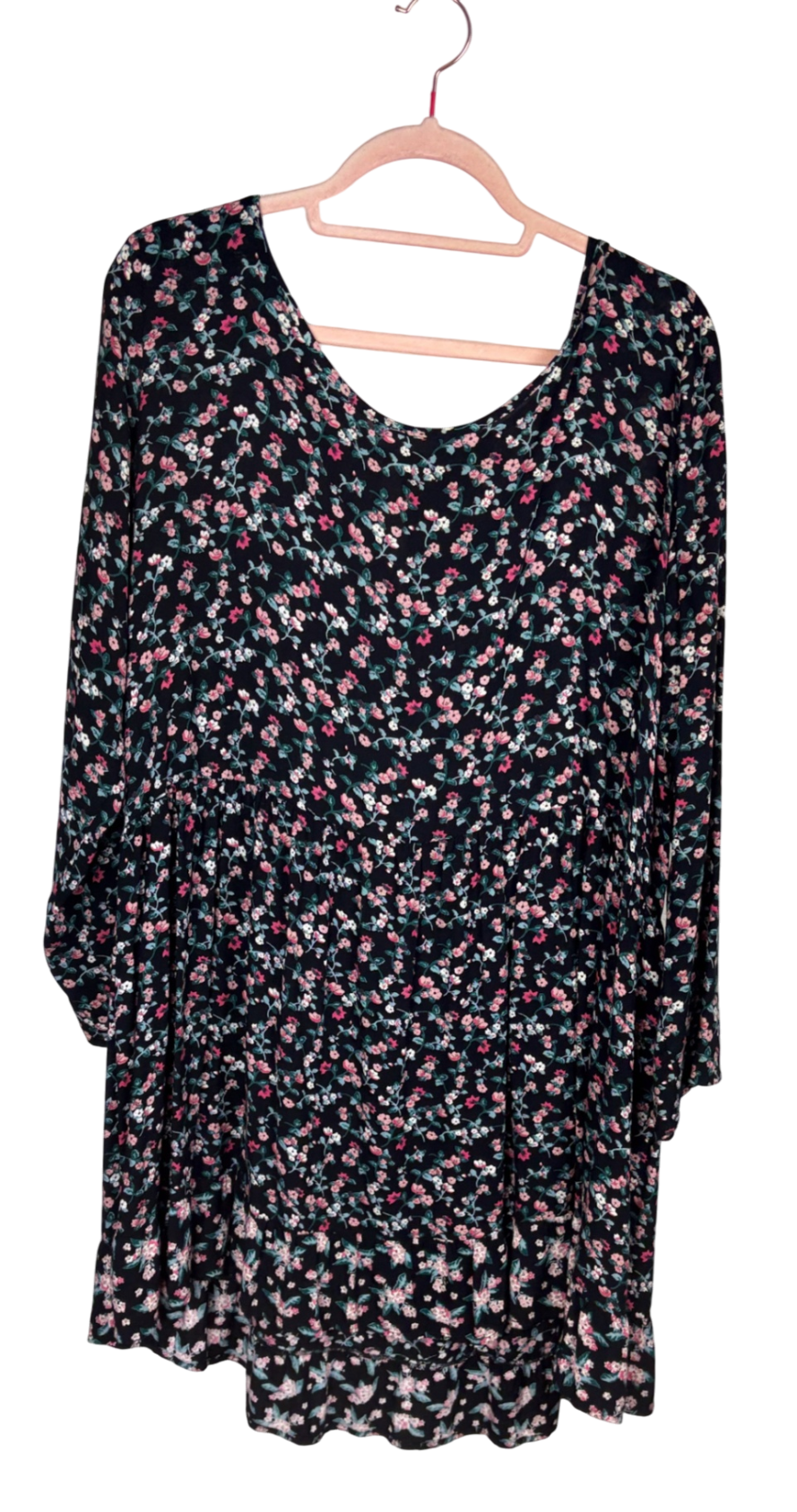 Gina Bekleidung, Blusen shirt Schwarz mit Blumen - 46, Sehr gut