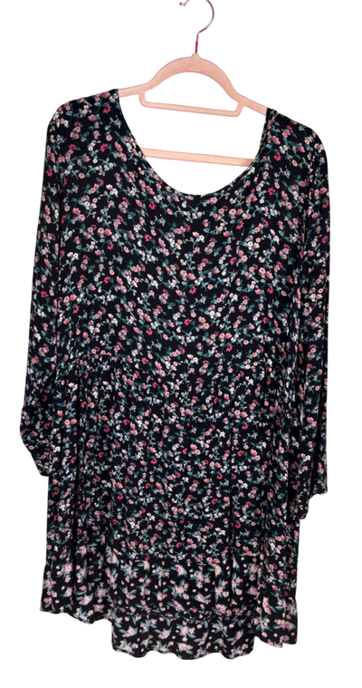 Gina Bekleidung, Blusen shirt Schwarz mit Blumen - 46, Sehr gut