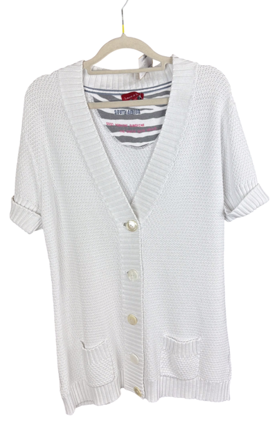 Strickjacke Kurzarm Weiß XXL,