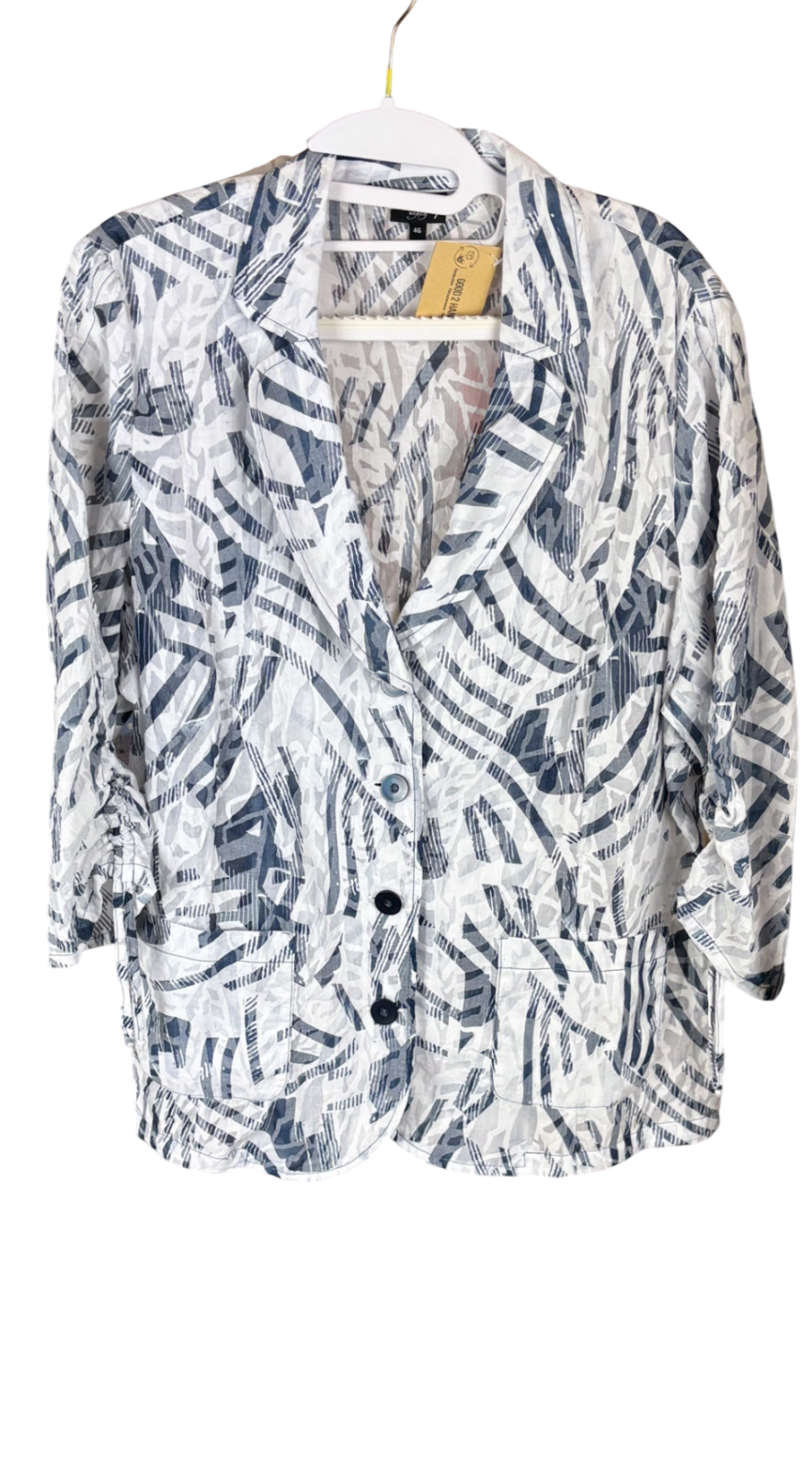 Blusenjacke Blau Weiß 46,