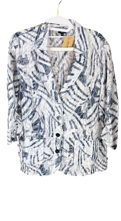 Blusenjacke Blau Weiß 46,