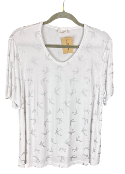 T-Shirt Weiß mit Möven M/L,