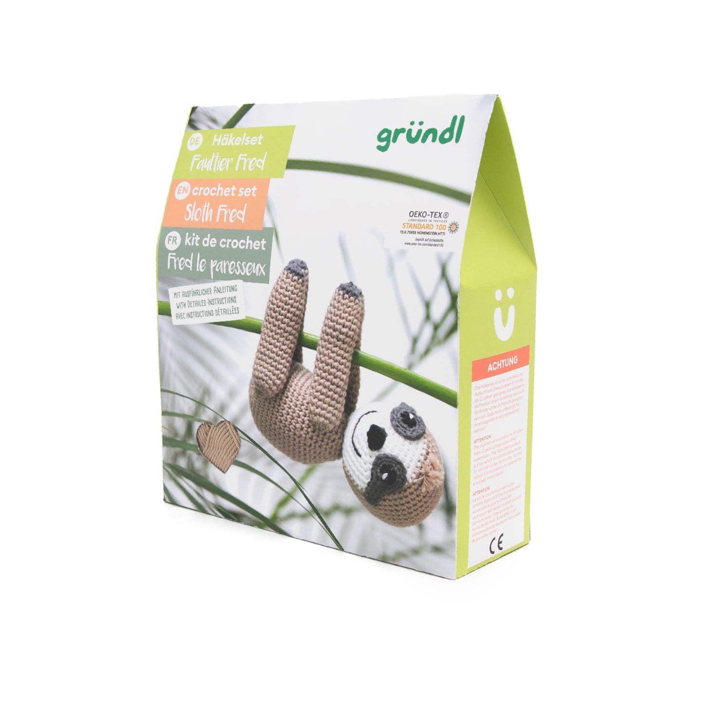 Gründl Häkelset, Häkeltier Faultier Fred, Neu