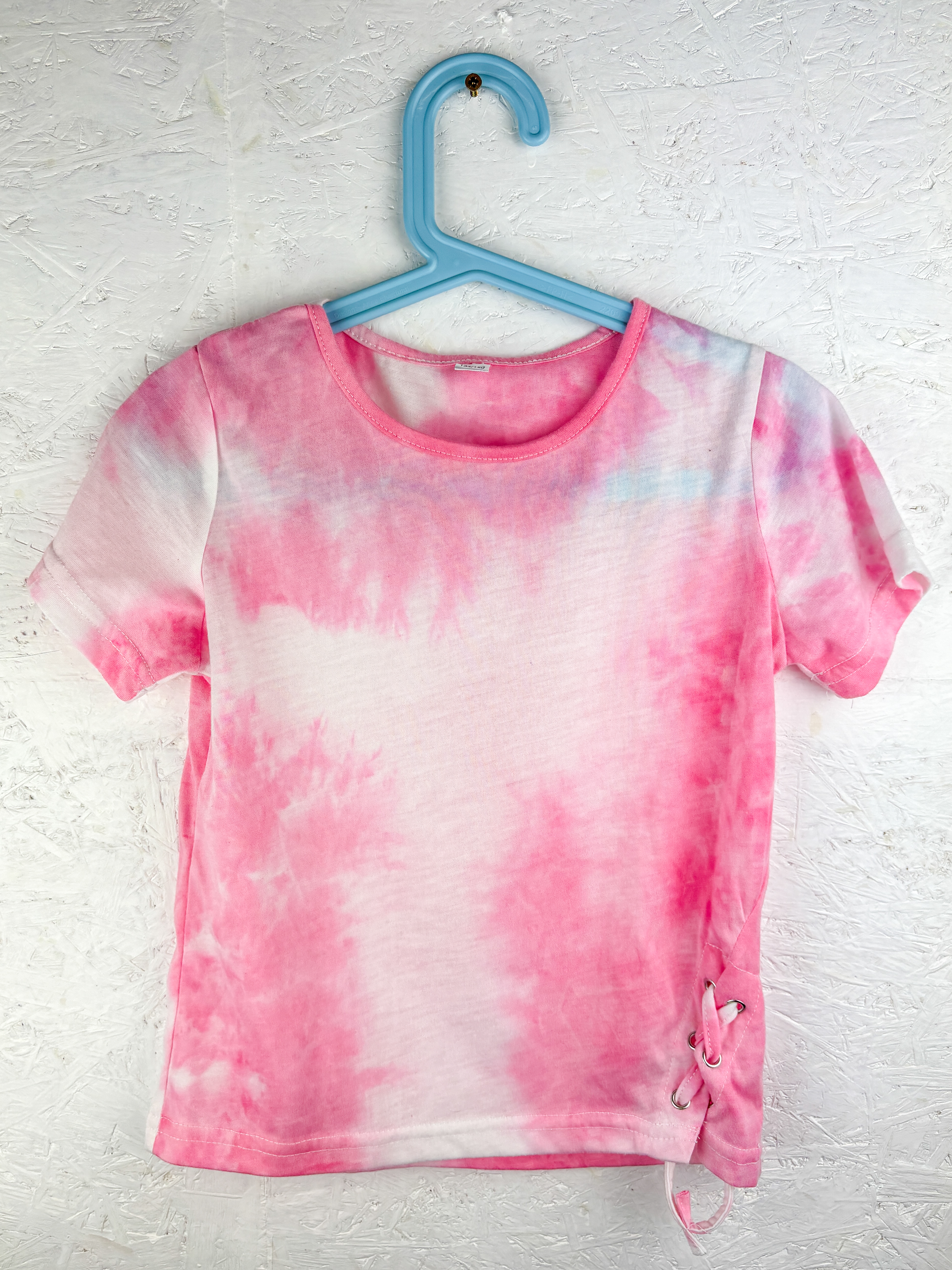 T-Shirt Batik Rosa-Weiß