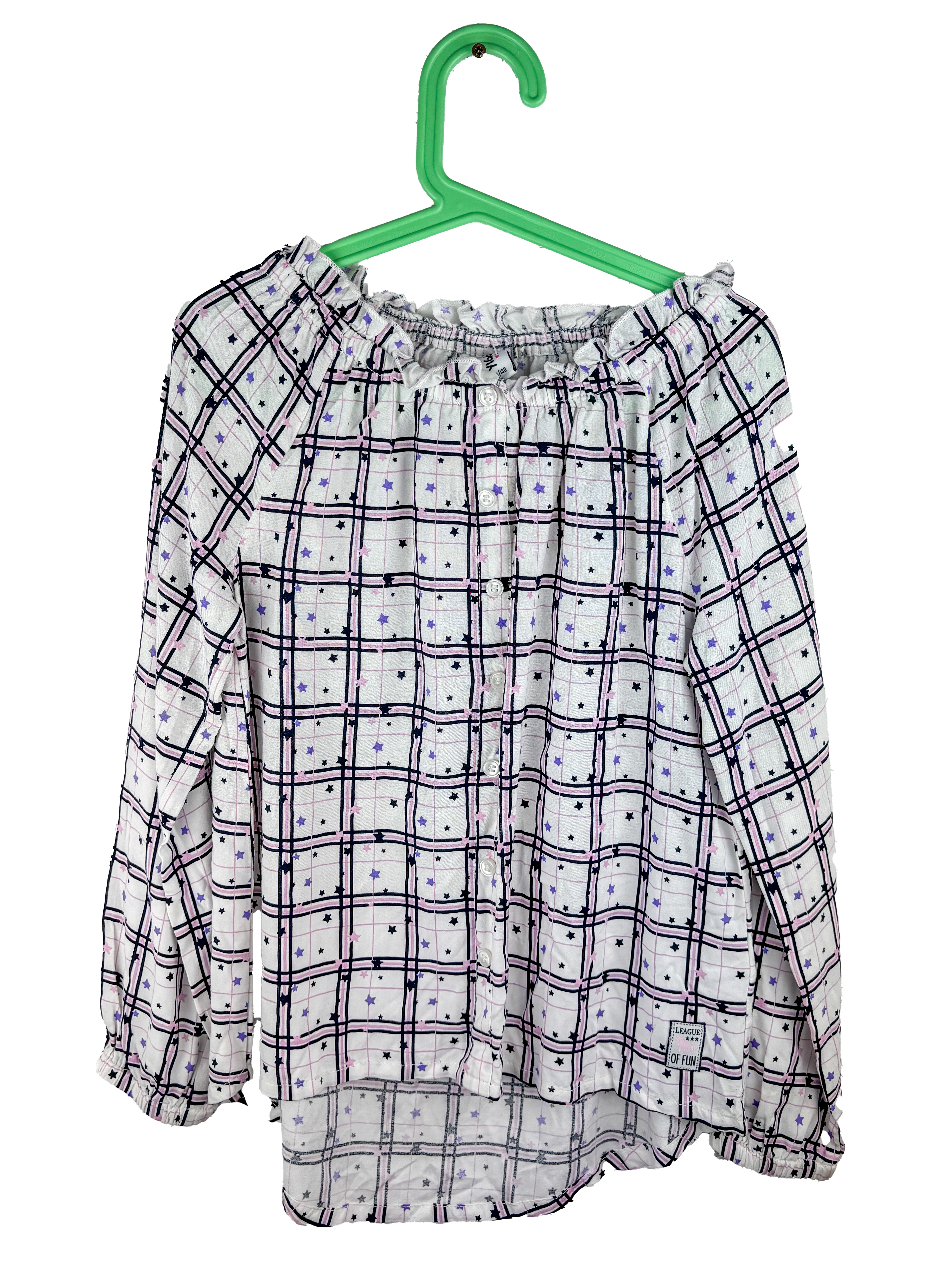 Blusen Shirt Weiß Lila Gestreift/ Strene